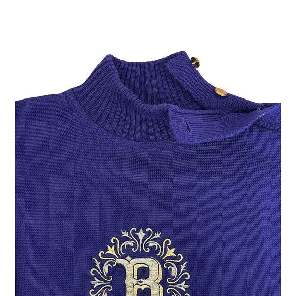 Bogner Womens Sweater Size M Purple Wool Blend Knit Mock Neck Ribbed Tall Waist - Picture 3 of 8